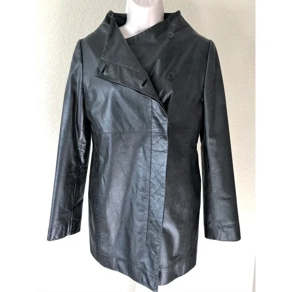 Demoo Parkchoonmoo MEDIUM Black Leather Coat - RARE!